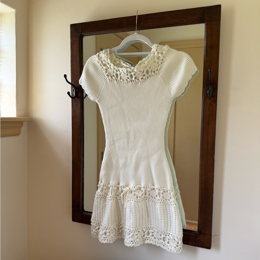 Frankie's Bikinis x Bella Hadid Cream Crochet Dress
